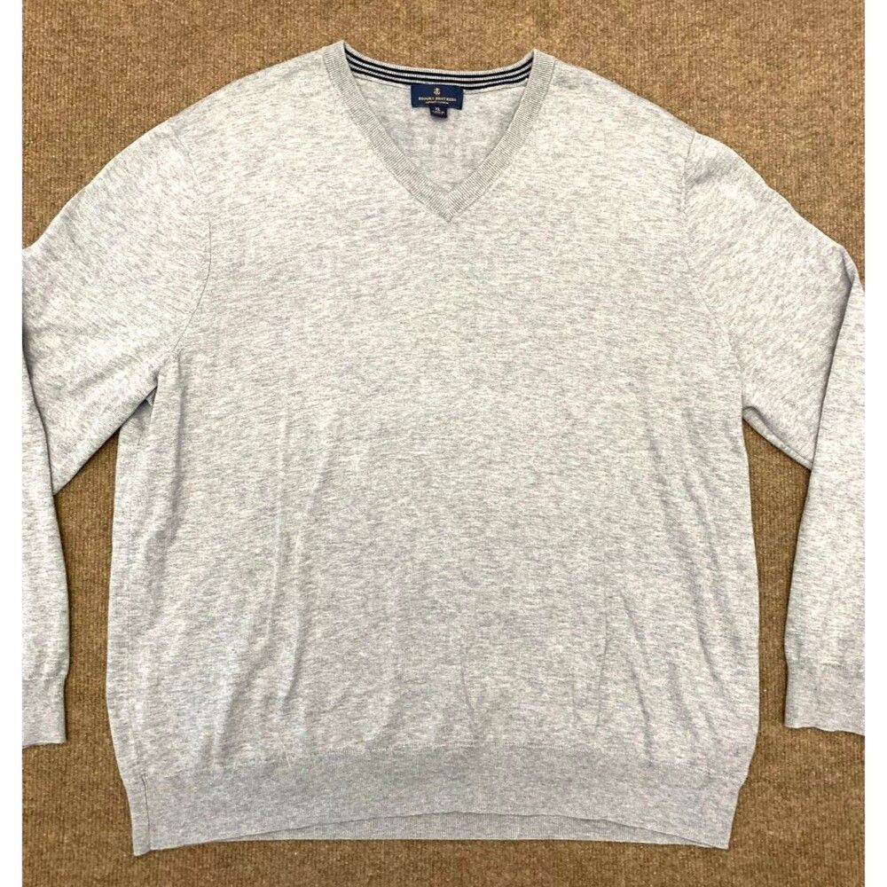 Brooks Brothers Sweater Mens XL Supima V-Neck Preppy Heathered Knit Pullover